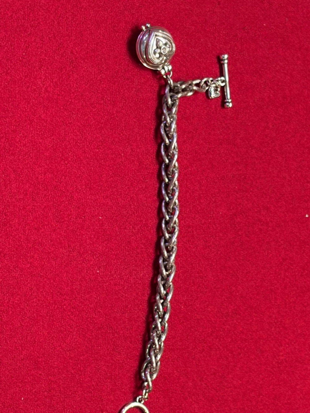 Brighton Heart Locket Toggle Bracelet Hidden Crystal Message Retired